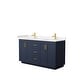 preview thumbnail 51 of 114, Miranda Double Vanity Set, Cultured Marble Top, No Mirror 60-Inch Double - Dark Blue, Gold Trim, Carrara Cultured Marble Top