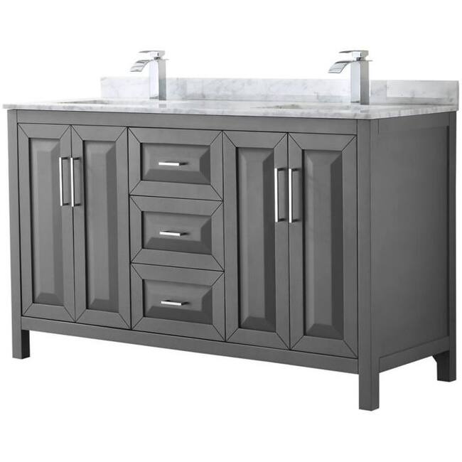 Wyndham Collection Daria 60" Free Standing Double Vanity Set with MDF