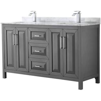 Wyndham Collection Daria 60" Free Standing Double Vanity Set with MDF