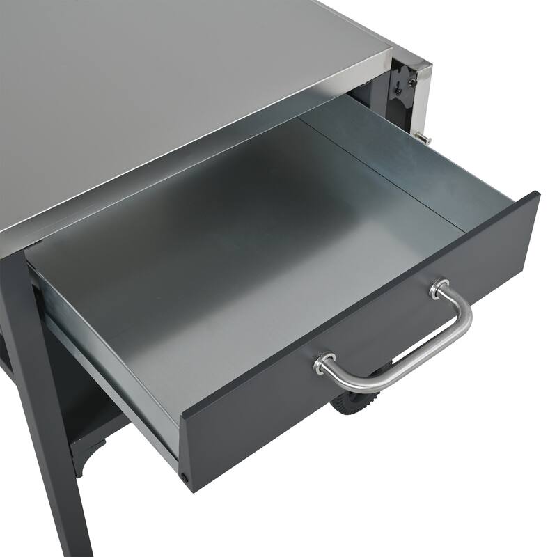 Portable Foldable Outdoor Kitchen Prep Station, BBQ Grill Cart with Expandable Top and Storage for Patio