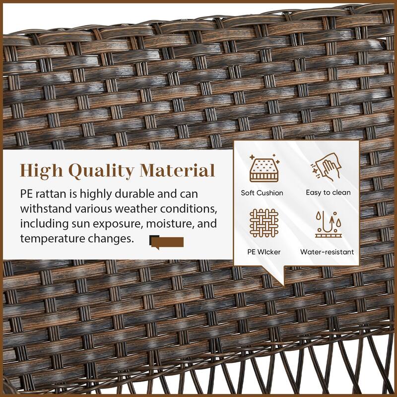 Gymojoy Premium Outdoor 3-Seat Rattan Sofa with Comfortable Cushions