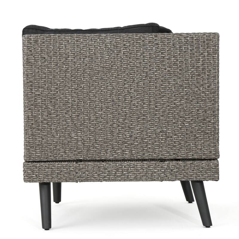 Roomfitters Outdoor Corner Sofa & Table Set, All-Weather Wicker Patio Lounge, Gray