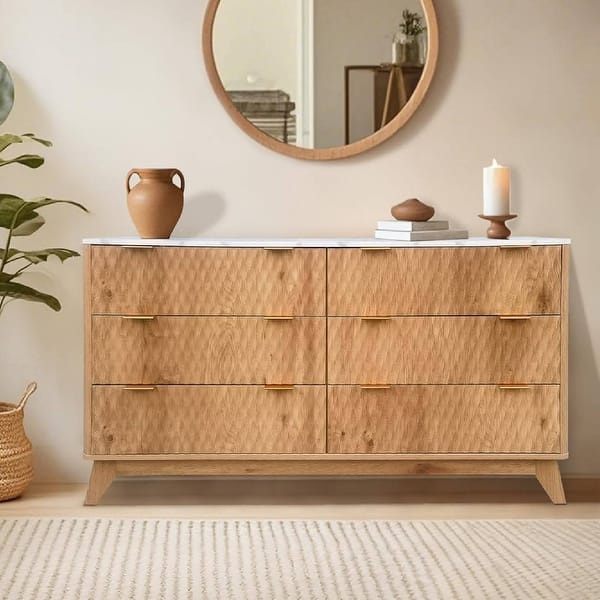 modern marble top dresser OKD 5 Drawer Dresser for Bedroom with Faux Marble Top, Modern Wood Chest of Drawers, Dresser Organizer, Solid White
