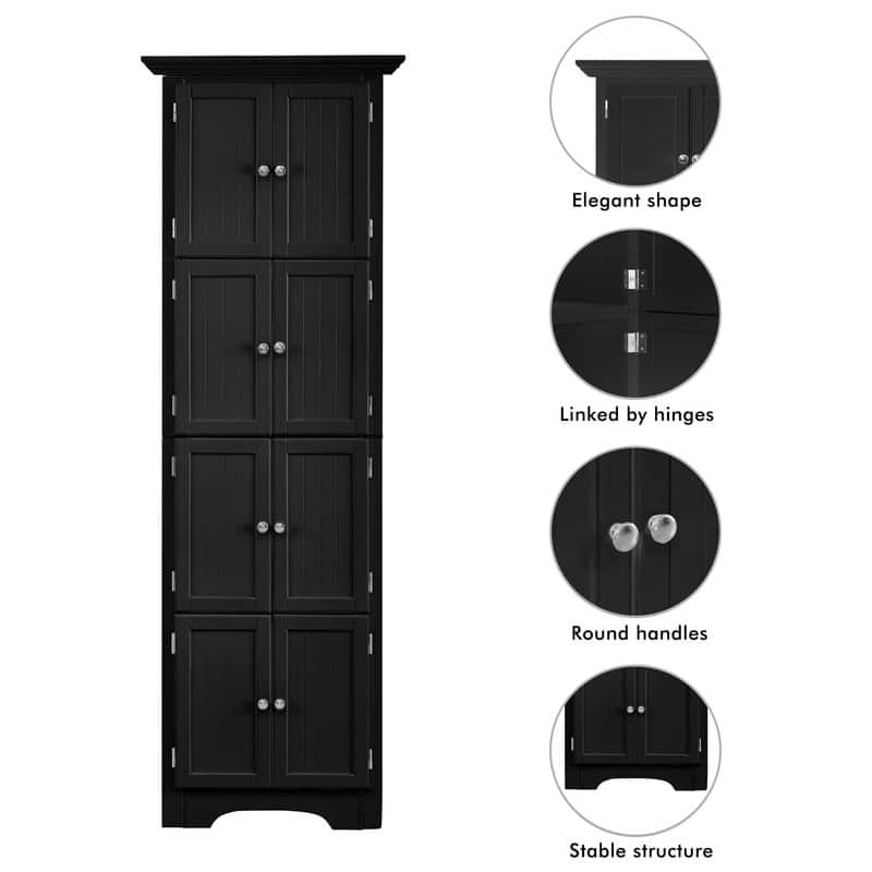 Tall Triangle Storage Cabinet with Doors and 4 Shelves