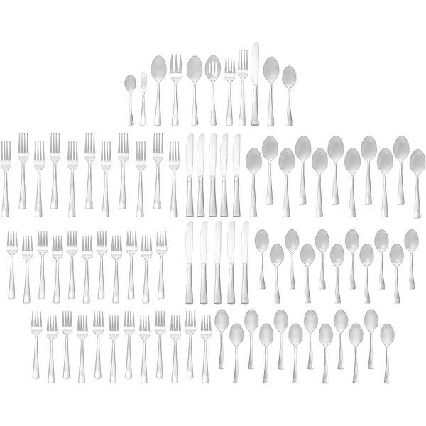90 Piece Casual Flatware Set, 18/0 Stainless, Service for 12,Silver