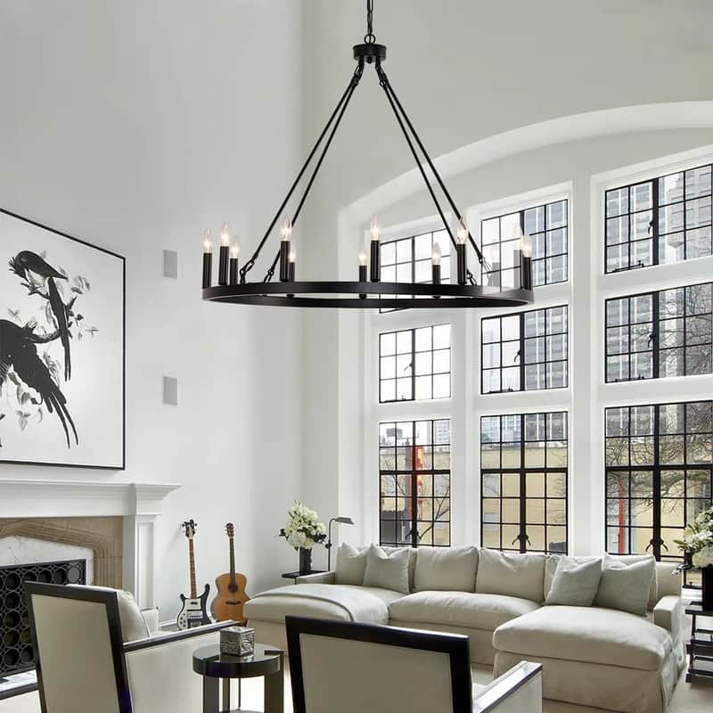 Wagon Wheel Chandelier Farmhouse, Large Chandeliers for Dining Room