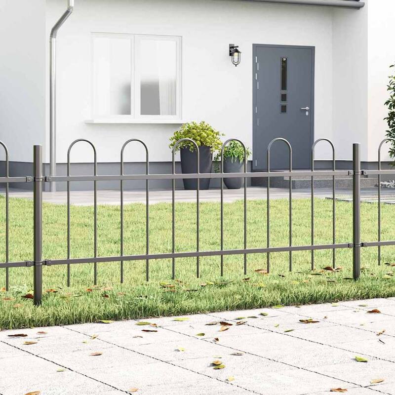 vidaXL Garden Fence Grey Powder-coated Steel - 200.79 in/ 23.62 in