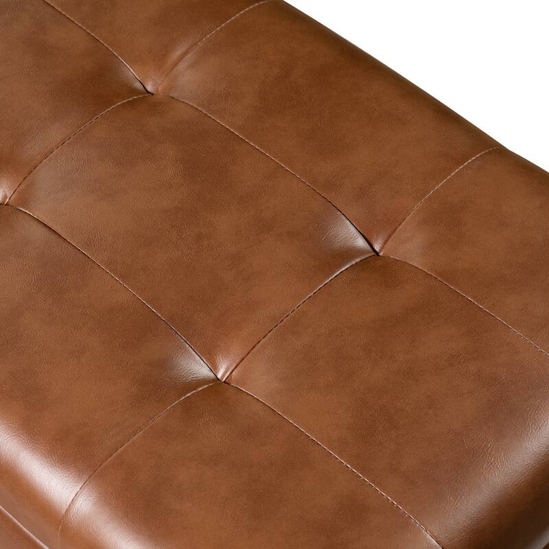 Adeco 31" Faux Leather Tufted Storage Ottoman Bench - 30.7"X15.5"X15.1"