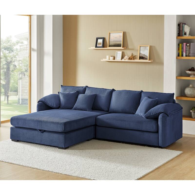 Cesare Modern 2-Piece Reversible Cushions Sectional with Storage by HULALA HOME - Navy