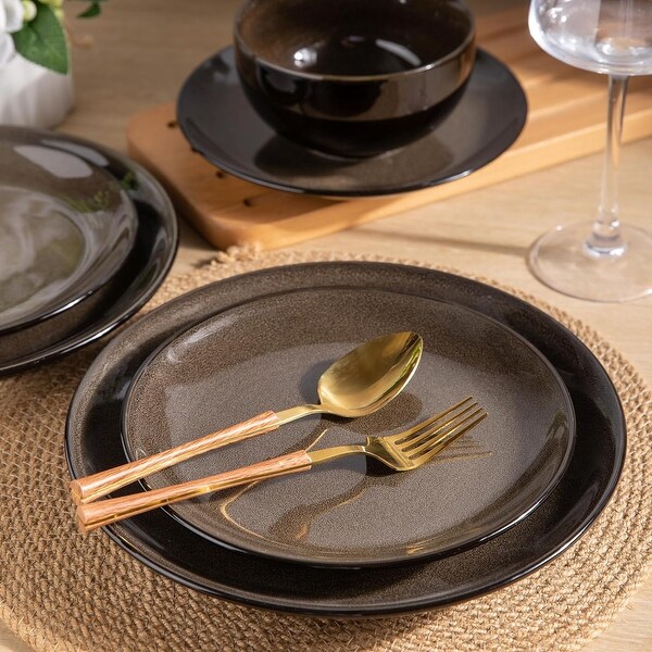 Ceramic Dinnerware Sets,Handcraft Wavy Rim Stoneware Plates and