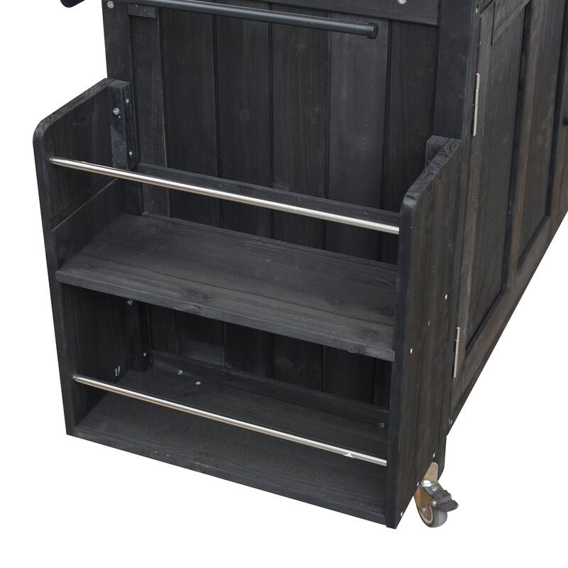 Portable Foldable Outdoor Kitchen Cart with Storage Cabinet and Lockable Wheels