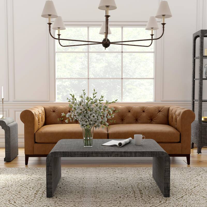 Chatham Waterfall Raffia Coffee Table - Charcoal Gray