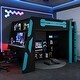 preview thumbnail 1 of 45, Full Size Esports Gaming Loft Bed Wood Frame Loft Bed with All-in-one Work Play Desk, Bookcase and RGB Ambient Light Blue - Full