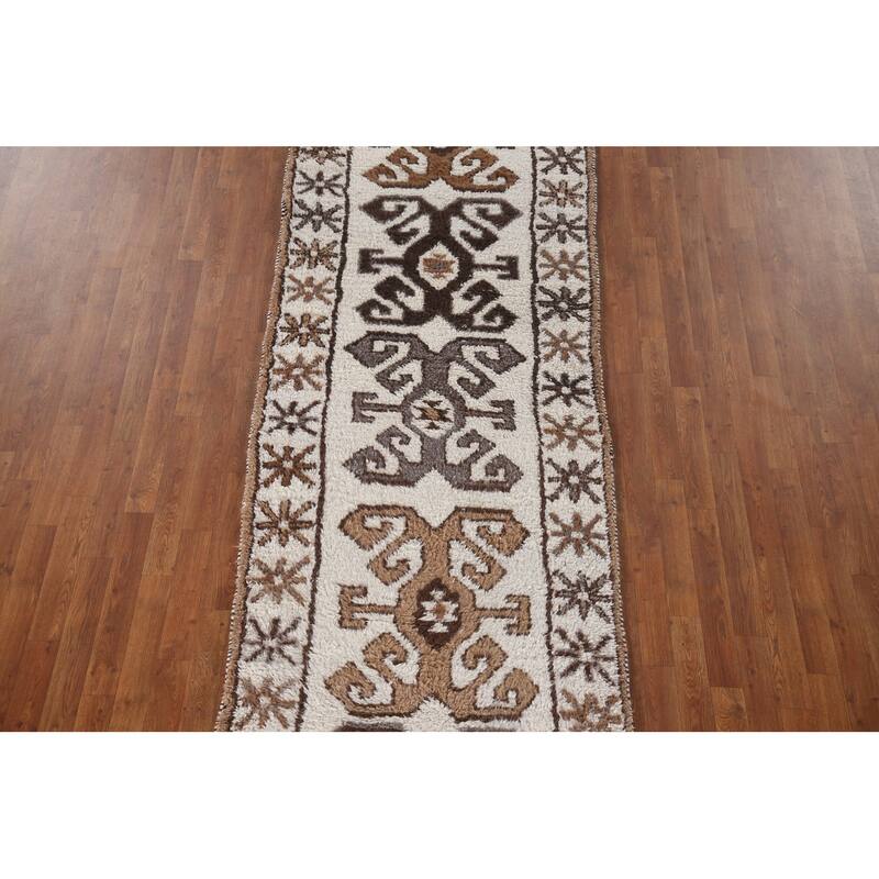 Anatolian Tribal Turkish Runner Rug Handmade Wool Carpet - 3'5"x 11'0"