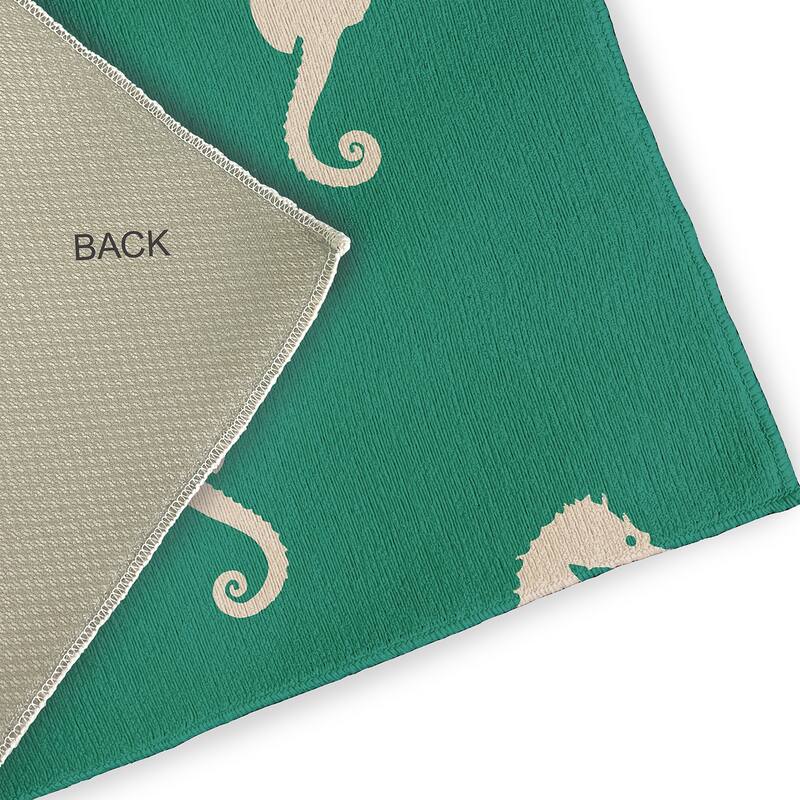 Sea Horses Beach Style Chenille Area Rug