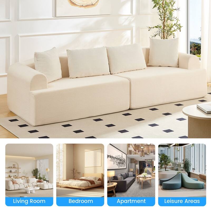 104" Curved Modular Sectional Sofa in Chenille Fabric Modern Minimalist Design Compressed No Assembly Required