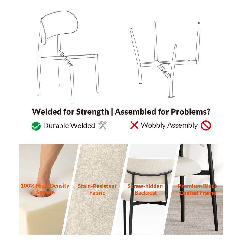 Vibe Upholstered Dining Chair with Black Metal Legs (Set of 4)