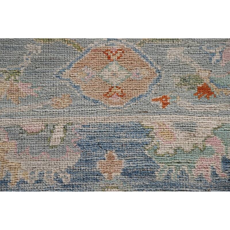 Hand Knotted Oriental 100% Wool Carpet Transitional All-Over Navy Blue & Blues Oushak Runner Rug - 9' 11'' X 2' 8''