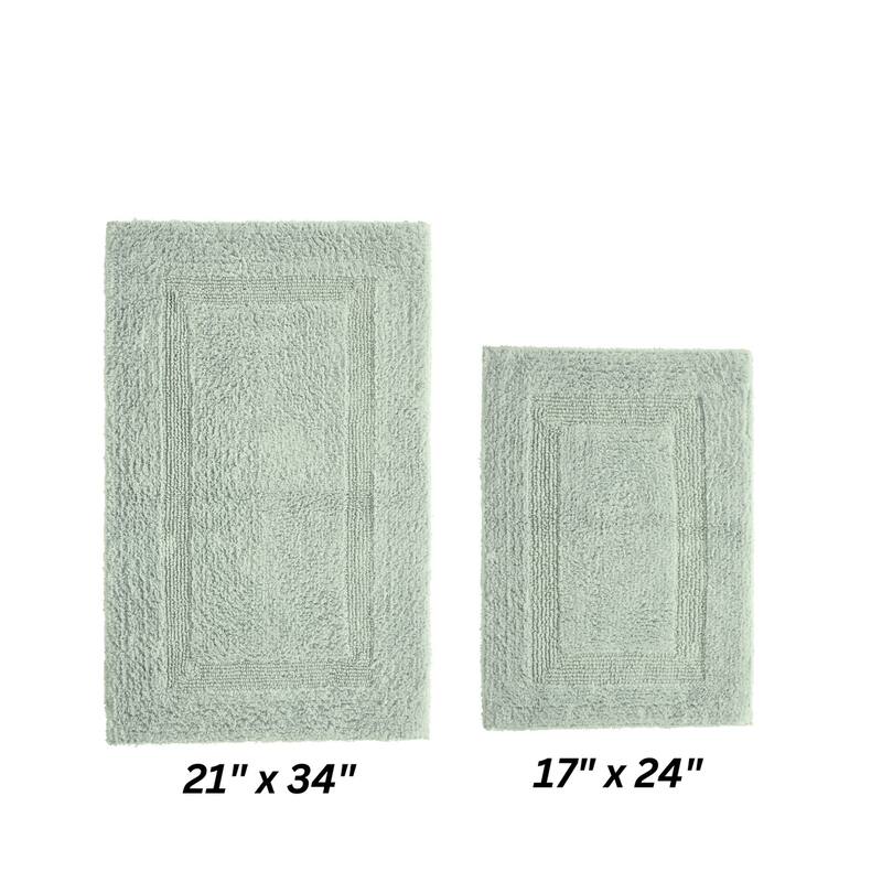 Better Trends Bath Rugs Set 100% Cotton Reversible Water Absorbent Bathroom Rug for Shower, Sink, Bath Mats - Lux Collection