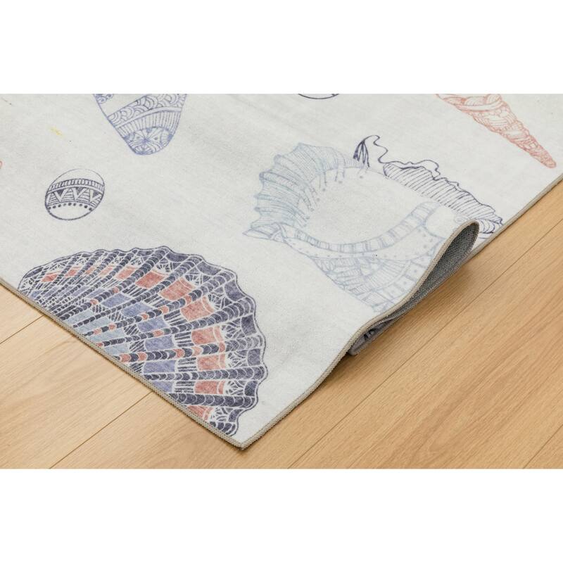 Florida Coastal-Inspired Design Seashell Pattern Area Rug