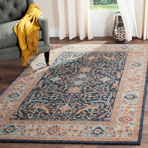 slide 2 of 16, SAFAVIEH Madison Lelouda Vintage Boho Oriental Rug 12' x 15' - Navy/Creme