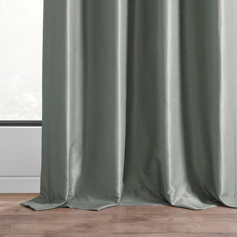 Exclusive Fabrics Textured Dupioni Faux Silk 108-inch Blackout Grommet Curtain (1 Panel) - 50 x 108
