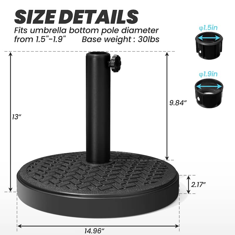29/45 lbs Outdoor Concrete Cement Filled Round Umbrella Base Holder for Straight Pole Market Umbrella