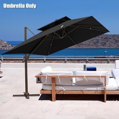 Pellebant 10 X 10 Ft Patio Offset Umbrella with Double Top