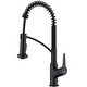 preview thumbnail 3 of 7, Karran All in One Apron Front Quartz 34 in. Double Bowl 50/50 Kitchen Sink in White with Faucet KKF210 in Matte Black
