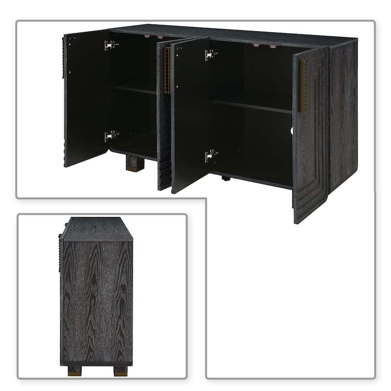 Retro-chic Wooden Four-Door Sideboard with Adjustable Internal Shelves