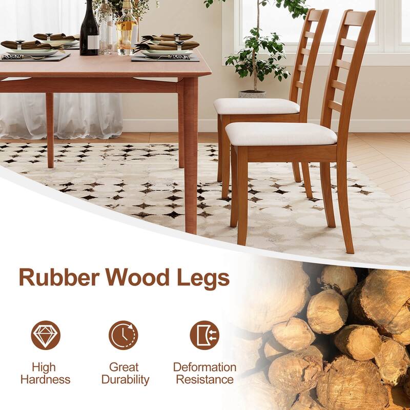 Costway Wooden Dining Chair Set of 2/4 Kitchen Chair with Rubber Wood