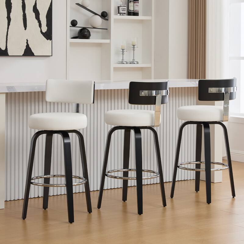 Upholstered Swivel Counter/ Bar Stools with T-Shaped Backrest