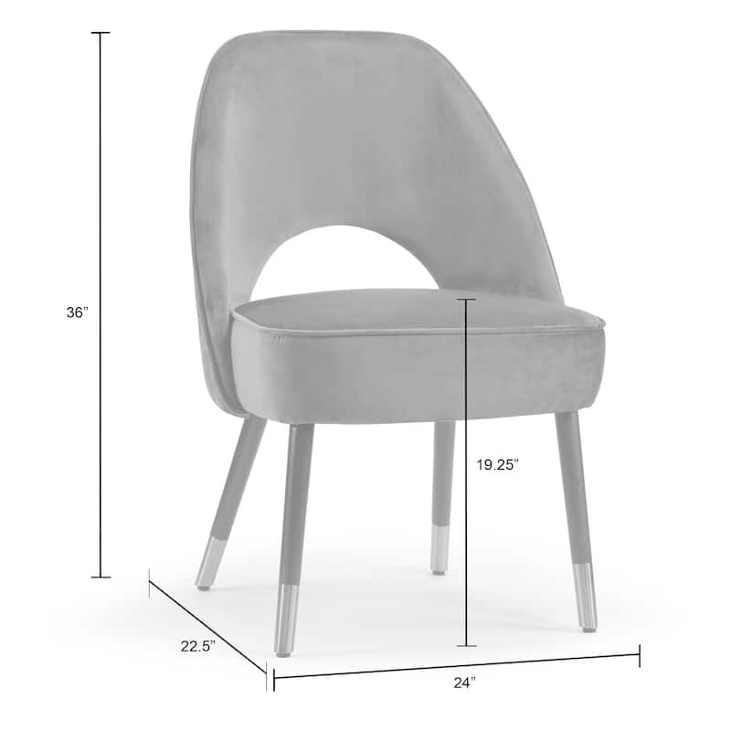 Set of 2 Amber Blue Velvet Modern Dining Chair with Beech Wood Legs