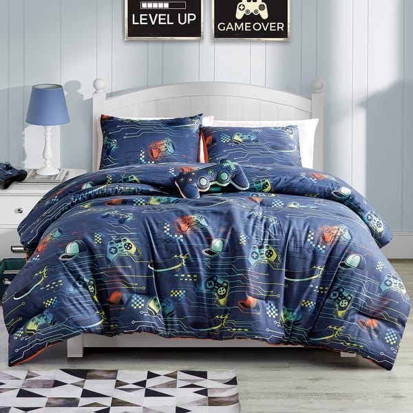 slide 2 of 6, MarCielo Kids Girls Boys Comforter Set Game Boy Full - Queen