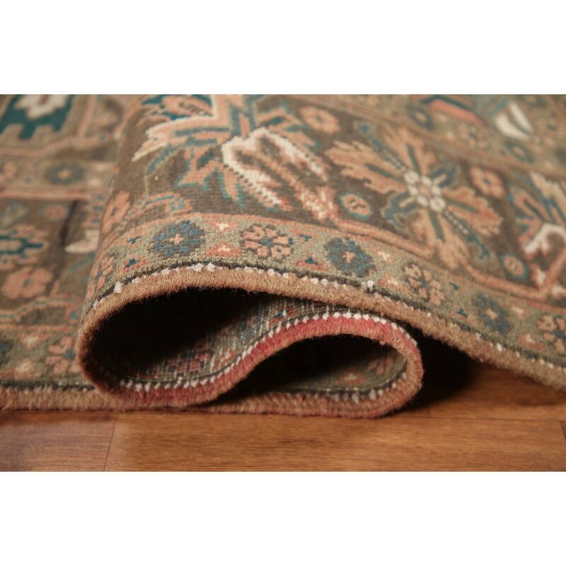 Hand Knotted Oriental 100% Wool Carpet Traditional Medallion Coral Heriz Area Rug - 10' 6'' X 7' 6''