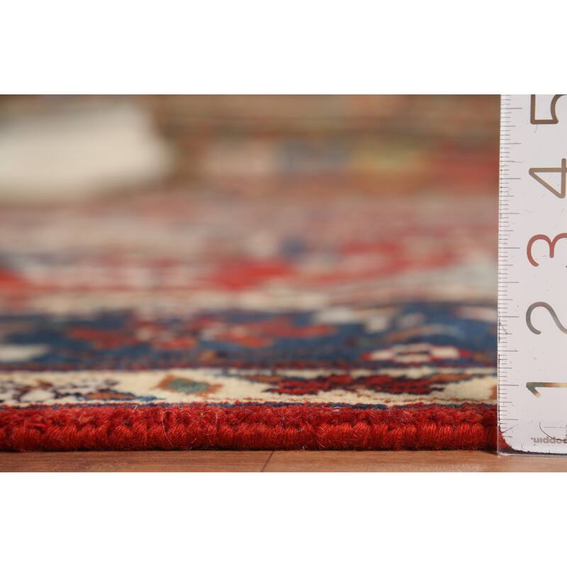 Geometric Red Heriz Serapi Oriental Area Rug Handmade Wool Carpet - 8'10"x 12'0"