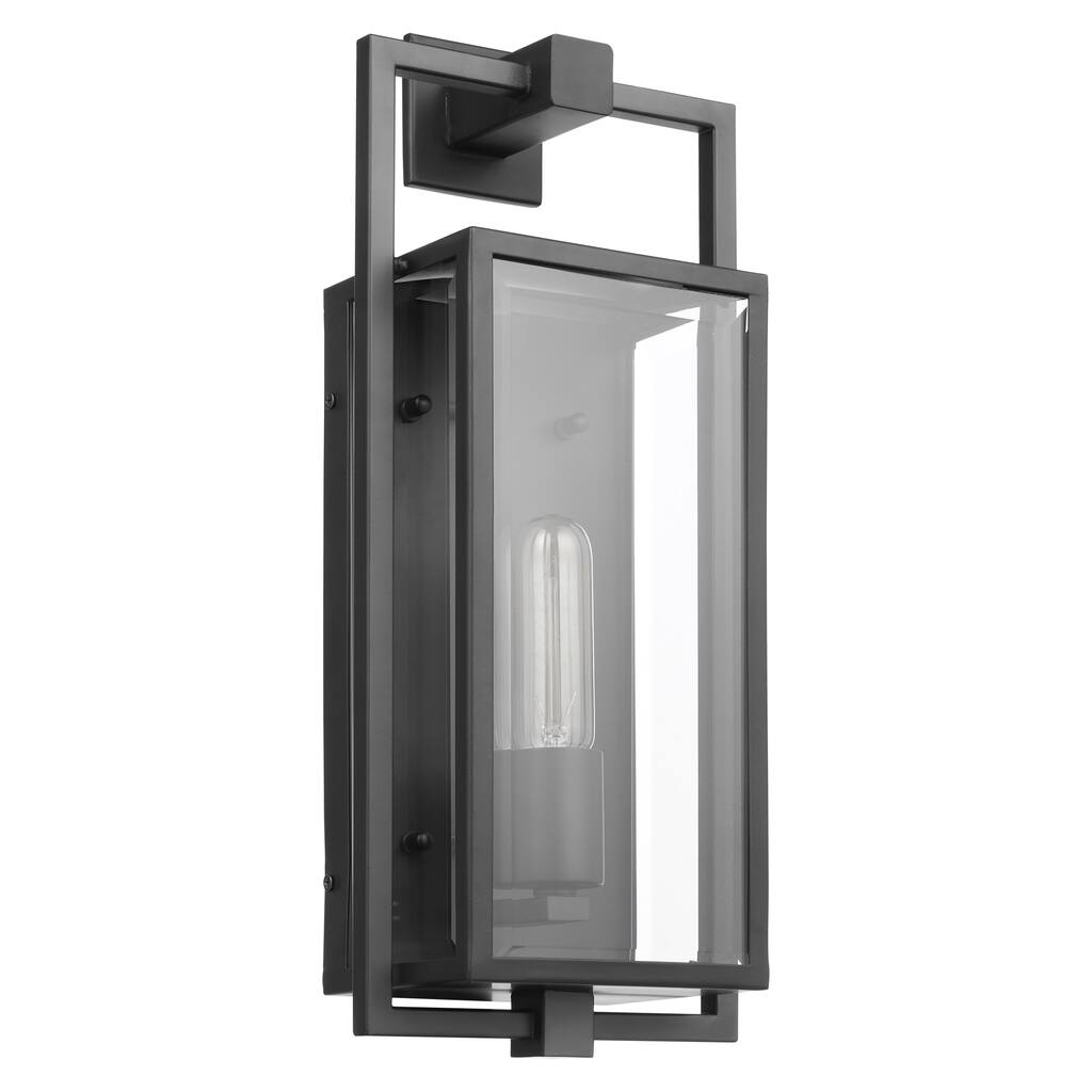 Exhibit 1 Light Medium Wall Lantern Matte Black Finish with Clear Beveled Glass