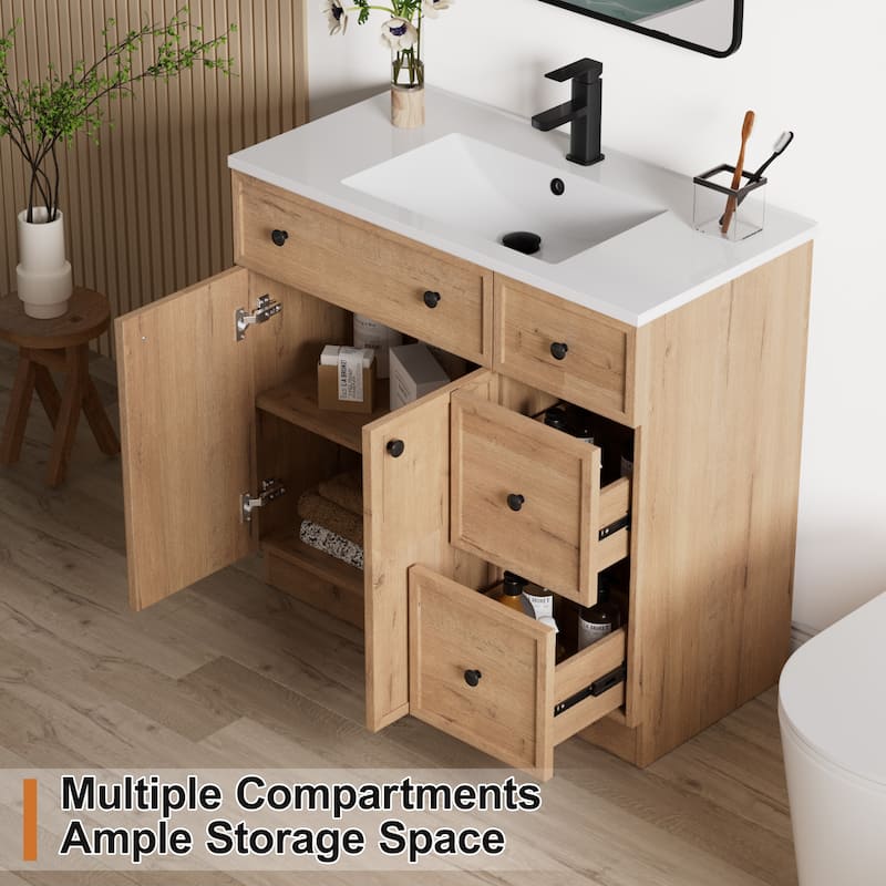 36"/48"/60"/72" Bathroom Vanity Set with Sink & Faucet