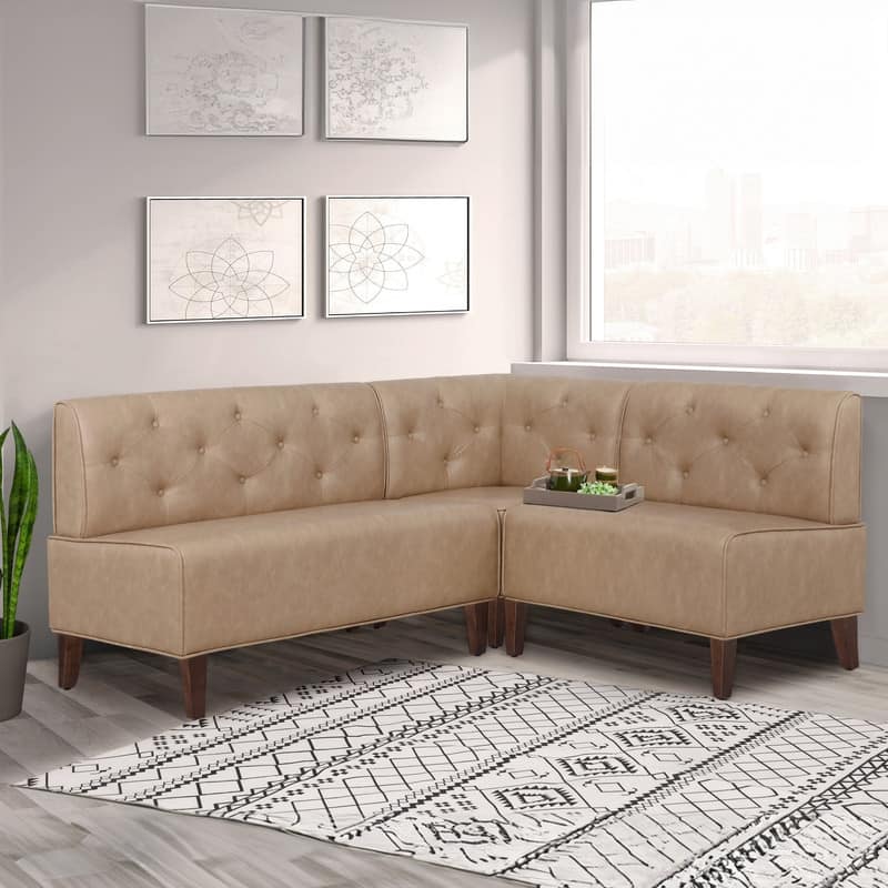 Allard Upholstered/Faux Leather Modern Farmhouse Nook Bench