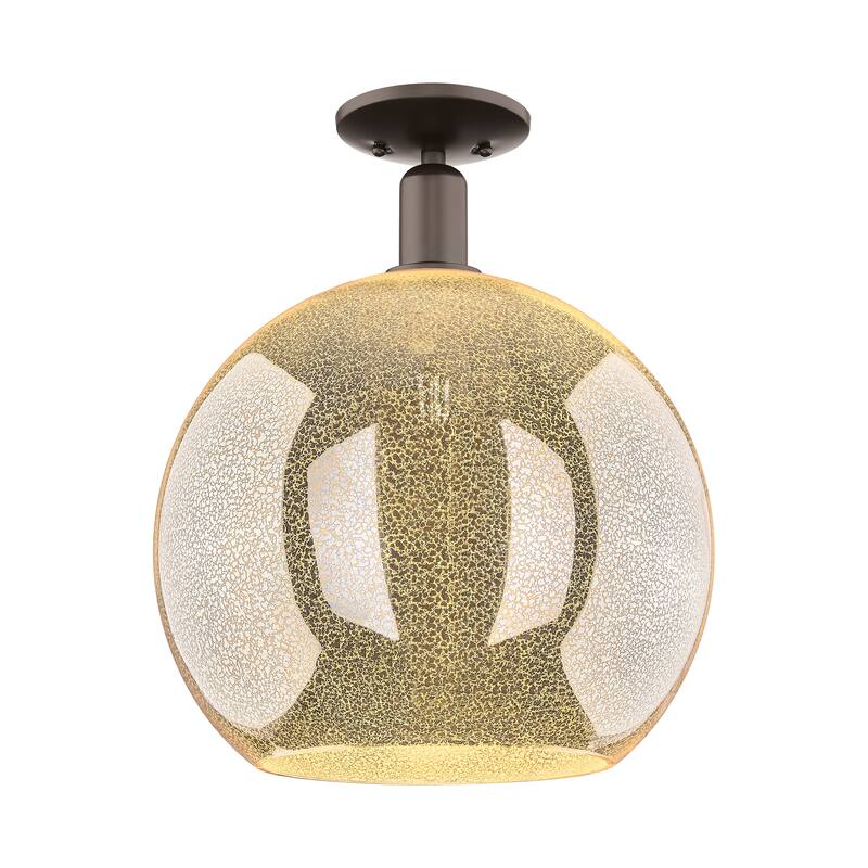 Innovations Lighting Endless Possibilities Arcadia - Athens - 1 Light 14" Semi-Flush Mount - Mercury/Oil Rubbed Bronze