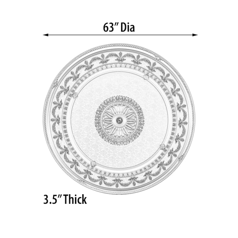 Blanco Wreath Round Chandelier Ceiling Medallion 63 - White