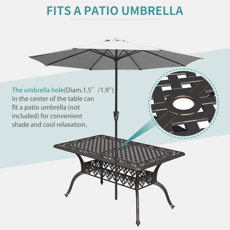 59'' Aluminum Outdoor Dining Table, Weather-Resistant Dining Table, Patio Bar Table