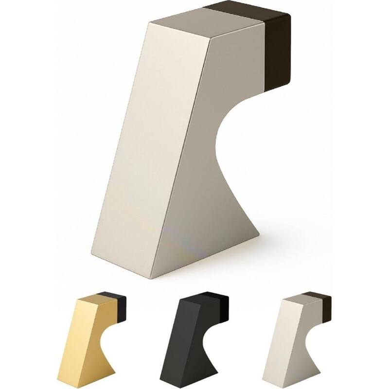 Mega Handles Curved Floor Mounted Door Stopper | 2.5 in Wall Protector -  2.5 in Wall Protector|Satin Nickel