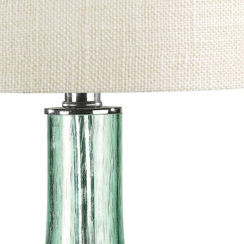 Elk Home Glass Green With Off White Burlap Shade 1 Light Table Lamp