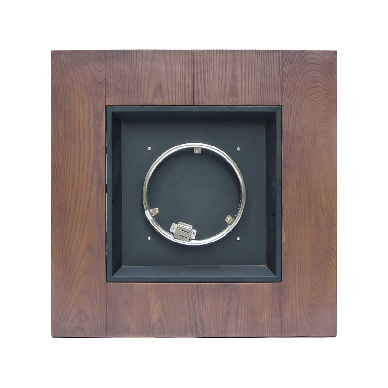 Roomfitters Outdoor Gas Fire Pit Table with Wood-Look Design, Square Propane Fire Pit with Lava Rocks, Brown