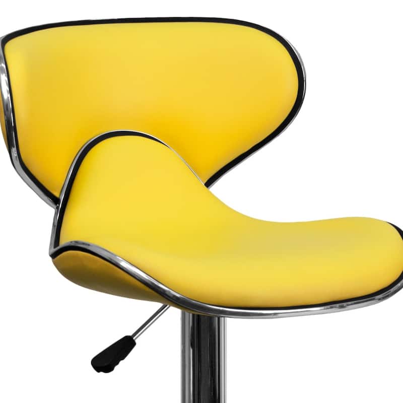 Contemporary Cozy Mid-back Vinyl Height-adjustable Chrome Barstool - 16"W x 17.5"D x 34.5" - 43"H