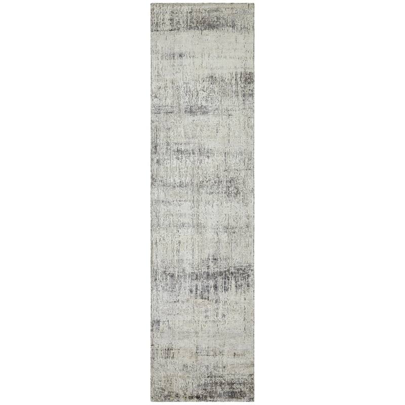 Urban Distress Abstract Silver Handmade Area Rug - 2'6" x 10' - Runner