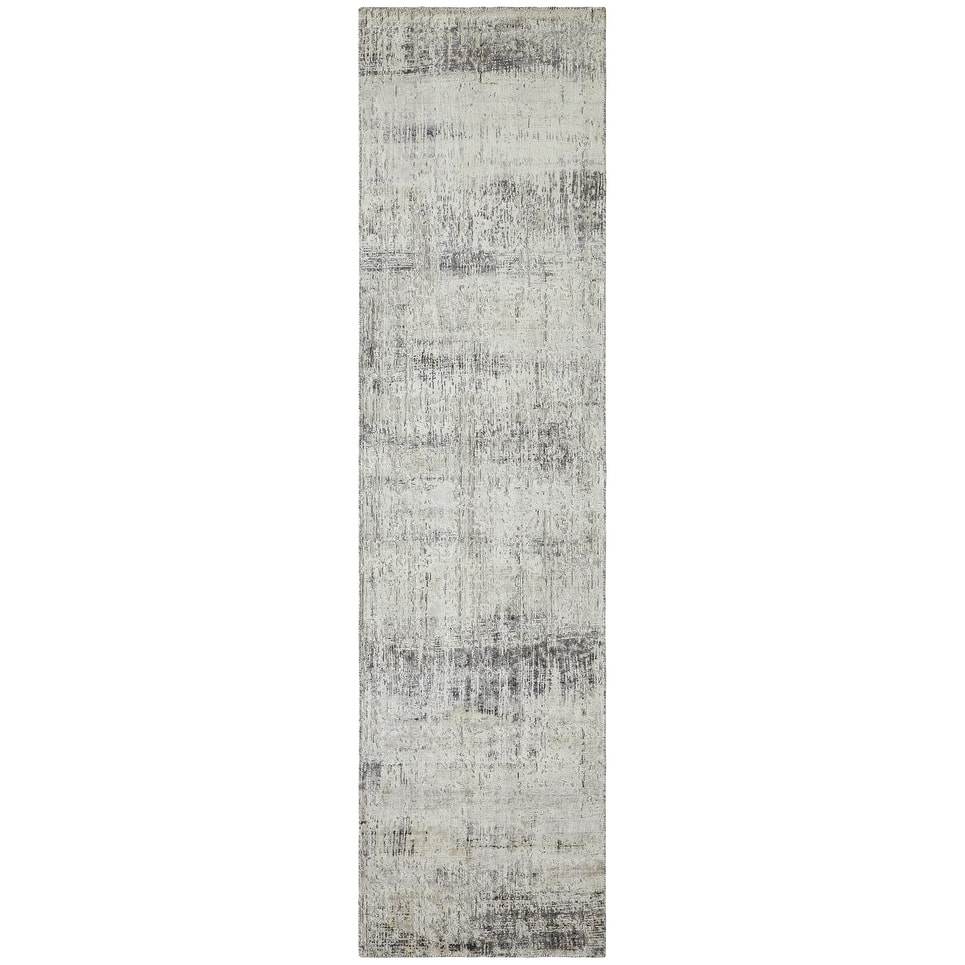 Urban Distress Abstract Silver Handmade Area Rug