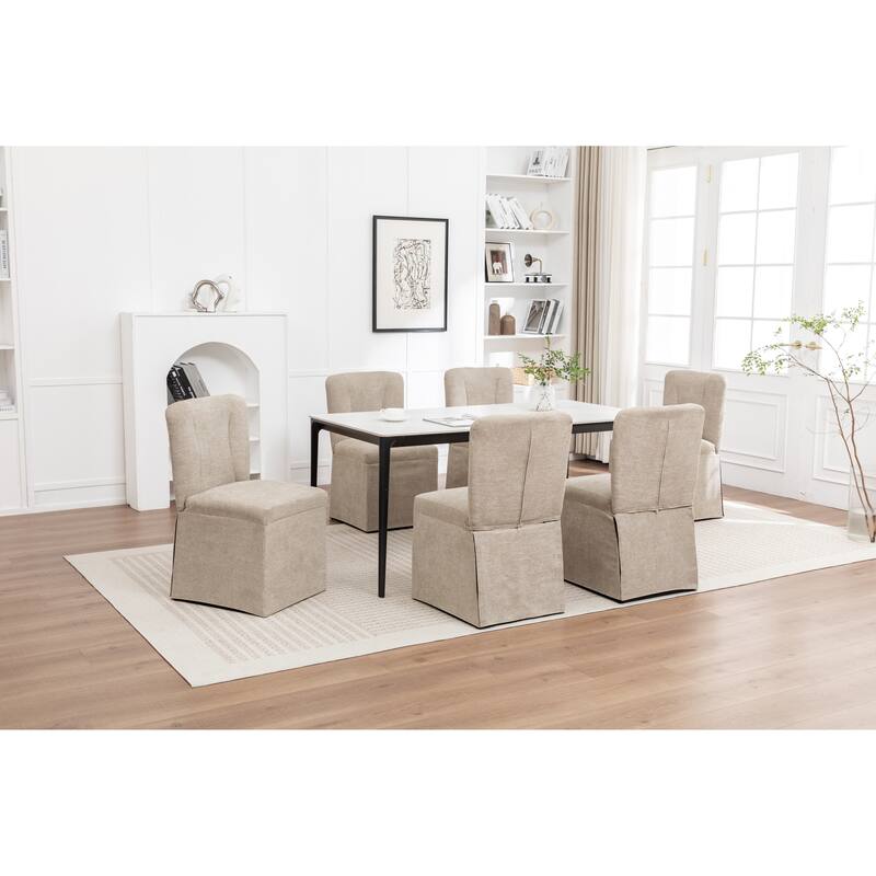 2-Piece Linen Dining Chairs, Modern Fabric Side Chairs,with Padded Seat and Backrest, Upholstered Armless Chairs