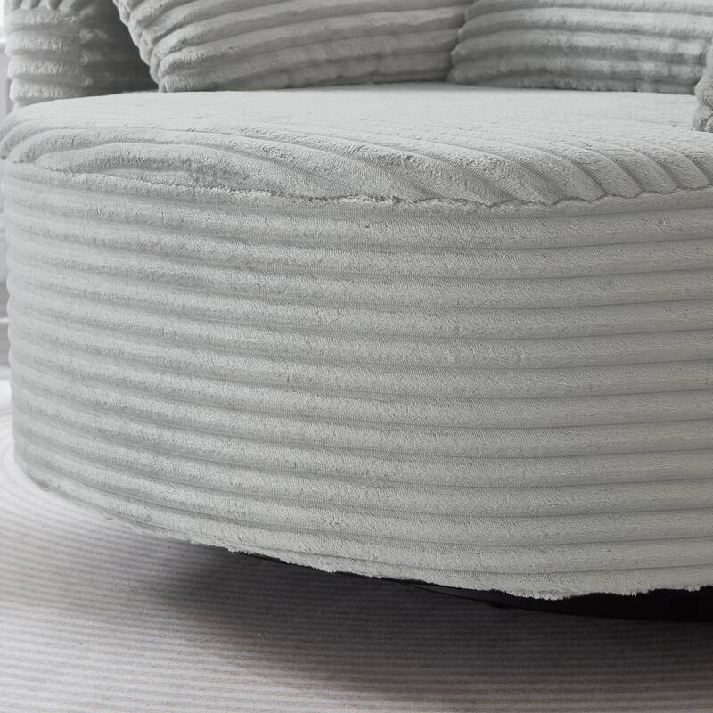 GDFStudio - 360° Swivel 55.9" Corduroy Upholstered Barrel Accent Chair